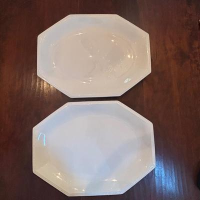 LOT 89: Johnson Brothers Heritage White China Serving Collection: Covered Serving Bowls, Gravy Boat w/Plate, Platters & Soup Tureen