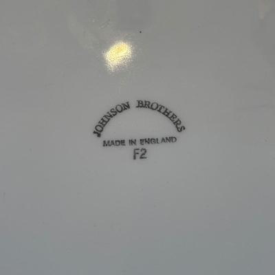 LOT 90: Johnson Brothers Heritage White China Tea/Coffee Time: Creamer/Sugar Bowl, Coffee/Teapot, Mugs & Serving Platters