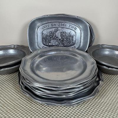 LOT 91: William-Columbia PA Pewter Plates, Bowls & Bread Plate