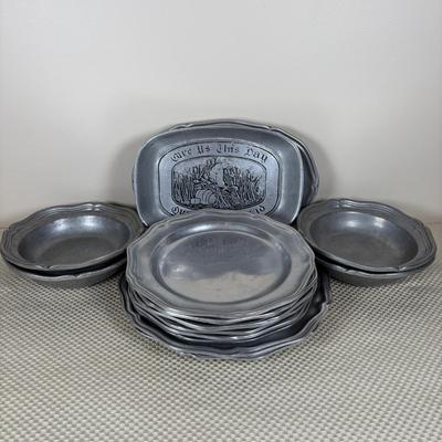 LOT 91: William-Columbia PA Pewter Plates, Bowls & Bread Plate