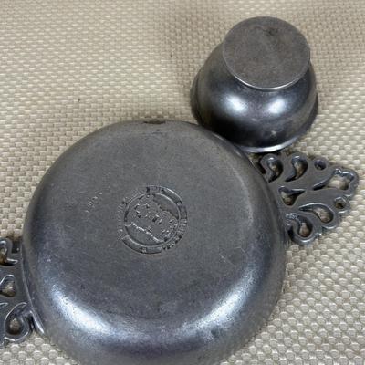 LOT 92: Empire Pewter Weighted Candle Sticks, Wilton Armetale Plough Tavern Soup Tureen w/Lid & Ladle. Wilton Armetale Pewter Serving...