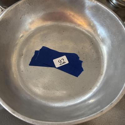 LOT 92: Empire Pewter Weighted Candle Sticks, Wilton Armetale Plough Tavern Soup Tureen w/Lid & Ladle. Wilton Armetale Pewter Serving...