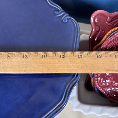 LOT 99: Serving Platter, Cake Stand: California Pantry, Pier One, Chantel, Ceriart etc..