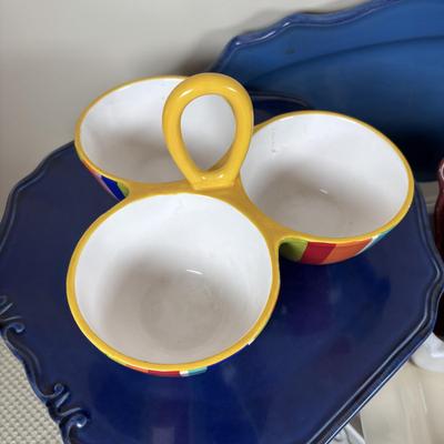 LOT 99: Serving Platter, Cake Stand: California Pantry, Pier One, Chantel, Ceriart etc..