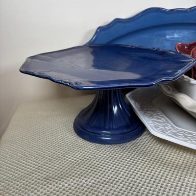 LOT 99: Serving Platter, Cake Stand: California Pantry, Pier One, Chantel, Ceriart etc..