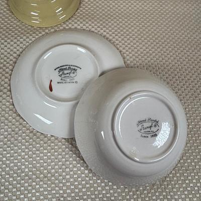 LOT 101: Vintage Stangl Pottery "White Dogwood" Pedestal Bowl & More along with Wedgewood Saucer, Goodes English Lavendar...