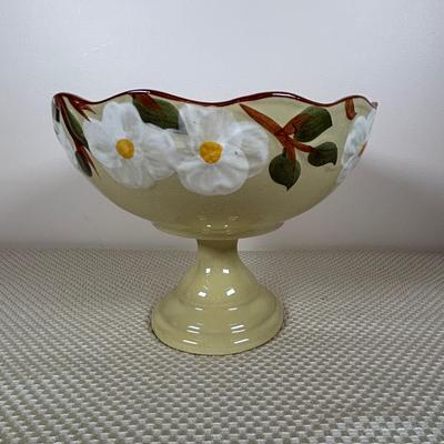 LOT 101: Vintage Stangl Pottery "White Dogwood" Pedestal Bowl & More along with Wedgewood Saucer, Goodes English Lavendar...