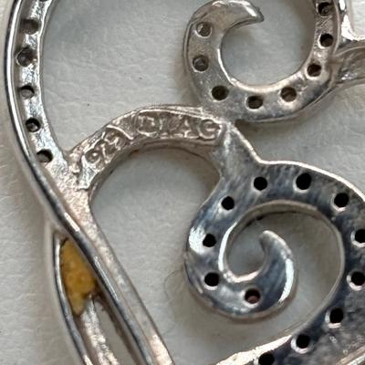 LOT 103: Sterling Silver 18" Necklace w/Cross Pendant & Onyx Stones, Sterling Silver 18" Necklace w/Marcasite Heart Pendant...