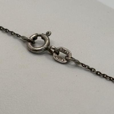 LOT 103: Sterling Silver 18" Necklace w/Cross Pendant & Onyx Stones, Sterling Silver 18" Necklace w/Marcasite Heart Pendant...