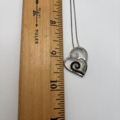 LOT 103: Sterling Silver 18" Necklace w/Cross Pendant & Onyx Stones, Sterling Silver 18" Necklace w/Marcasite Heart Pendant...