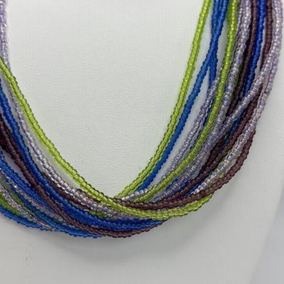 LOT 104: Beaded Necklace Collection Featuring an Art Glass Pendant along with 2 Pair of Dangle Earrings