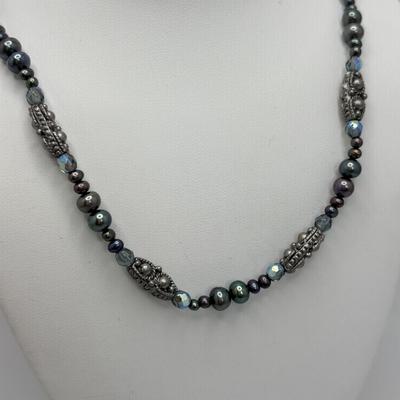 LOT 105: Abalone Panel Stretch Bracelet, Hematite Necklace & Earring Set, Freshwater Peal & Beaded Necklace & Premier Design...