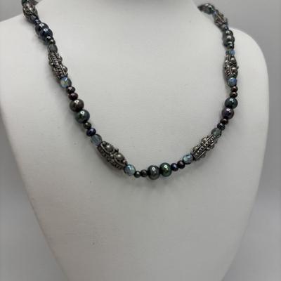 LOT 105: Abalone Panel Stretch Bracelet, Hematite Necklace & Earring Set, Freshwater Peal & Beaded Necklace & Premier Design...