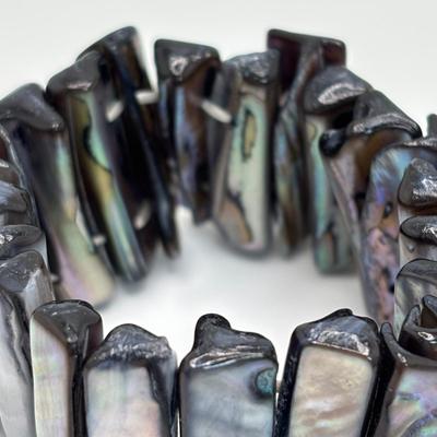 LOT 105: Abalone Panel Stretch Bracelet, Hematite Necklace & Earring Set, Freshwater Peal & Beaded Necklace & Premier Design...