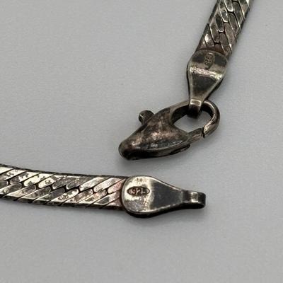 LOT 106: Sterling Silver 20" Herringbone Necklace & 7" Bracelet