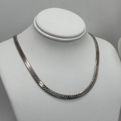 LOT 106: Sterling Silver 20" Herringbone Necklace & 7" Bracelet