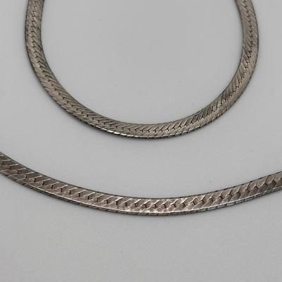 LOT 106: Sterling Silver 20" Herringbone Necklace & 7" Bracelet