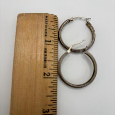 LOT 108: Sterling Silver 18" Rope Chain Necklace with a Carnelian/Reddish Brown Stone Pendant & 2 Pair of Sterling Silver Hoop...