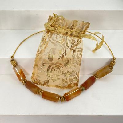 LOT 109: Fashion Jewelry Collection - Choker Necklace, Beaded Cuff Bracelet and Dangle Earrings with Leather "Liquid" Key Chain