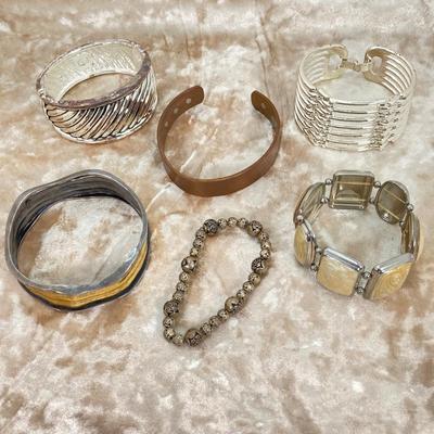 LOT 111: Collection of Fashion Bracelets - Bangle, Cuff, and Stretch Styles