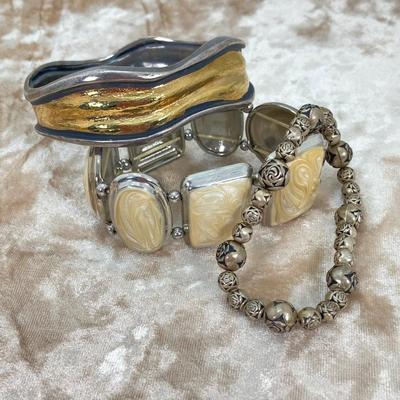 LOT 111: Collection of Fashion Bracelets - Bangle, Cuff, and Stretch Styles