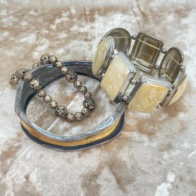 LOT 111: Collection of Fashion Bracelets - Bangle, Cuff, and Stretch Styles