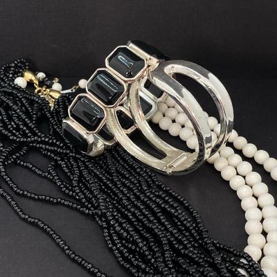 LOT 115: Red, Black and Orange Themed Fashion Jewelry with Paisley Print Scarf