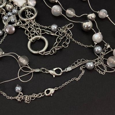 LOT 116: Silver Tone Fashion Jewelry - Necklaces and Earrings