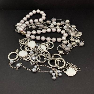LOT 116: Silver Tone Fashion Jewelry - Necklaces and Earrings