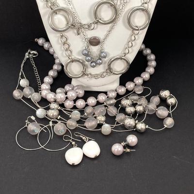 LOT 116: Silver Tone Fashion Jewelry - Necklaces and Earrings