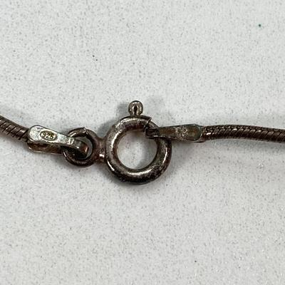 LOT 118: Sterling Silver Jewelry - Dangling Fish Earrings and Shell Pendant Necklace