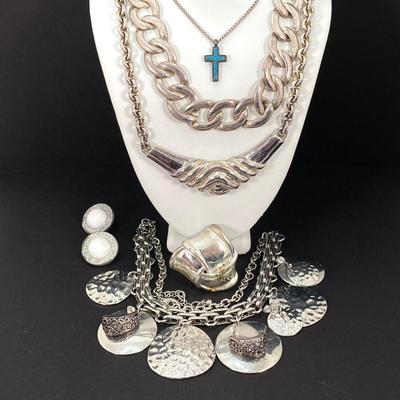 LOT 119: Silver Tone Jewelry Collection - Lci, Napier, Trifari and More