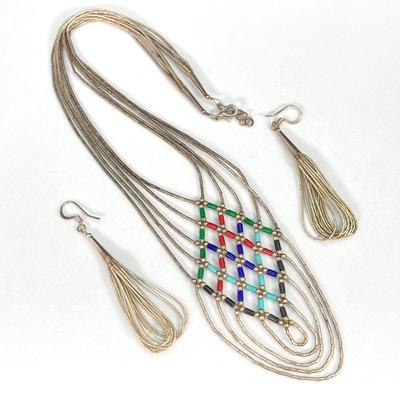 LOT 120: Sterling Silver Jewelry Collection - Necklace and Earrings