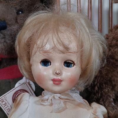 LOT 121: Vintage Composite Doll with Boyd's Bears