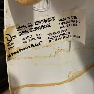LOT 205: Kitchen Aid Stand Mixer Model No. KSM150PSWW with Food Grinder Attachment