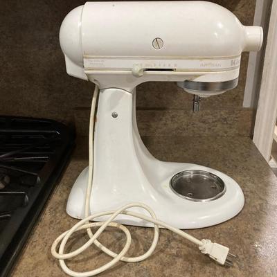 LOT 205: Kitchen Aid Stand Mixer Model No. KSM150PSWW with Food Grinder Attachment
