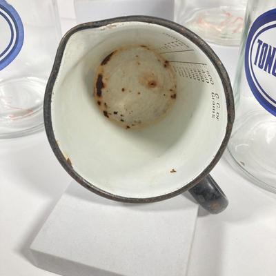 LOT 214: Collection of Vintage Glasco Containers with Enamel Measuring Cup