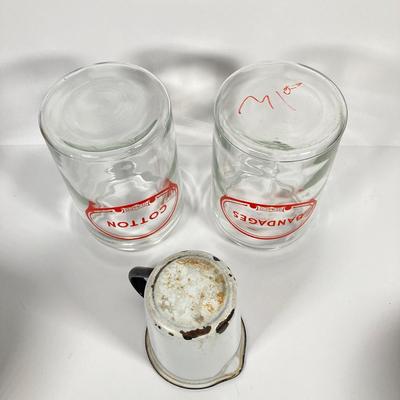 LOT 214: Collection of Vintage Glasco Containers with Enamel Measuring Cup