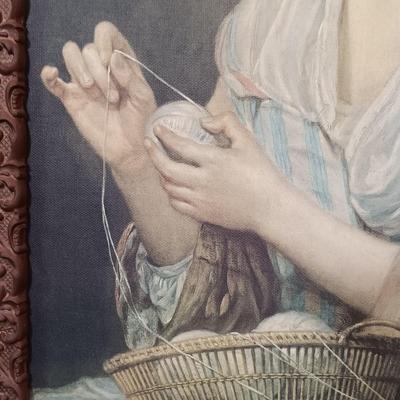 LOT 217: Vintage Canvas Print of The Wool Winder by Jean-Baptiste Greuze