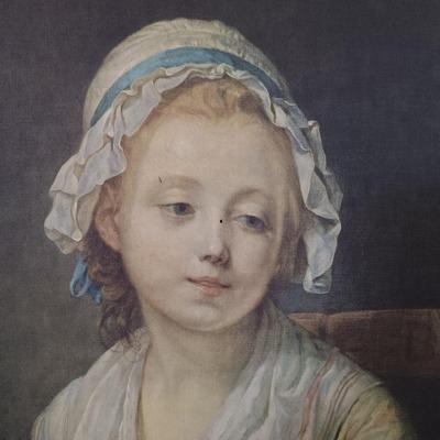 LOT 217: Vintage Canvas Print of The Wool Winder by Jean-Baptiste Greuze