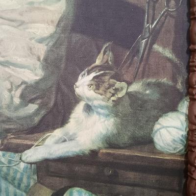 LOT 217: Vintage Canvas Print of The Wool Winder by Jean-Baptiste Greuze