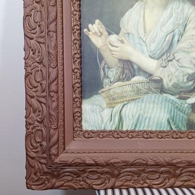 LOT 217: Vintage Canvas Print of The Wool Winder by Jean-Baptiste Greuze