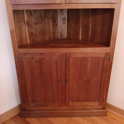 LOT 219: Rustic Wood Corner Hutch