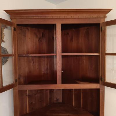 LOT 219: Rustic Wood Corner Hutch