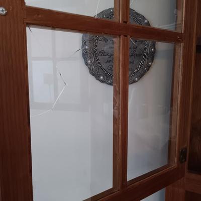 LOT 219: Rustic Wood Corner Hutch