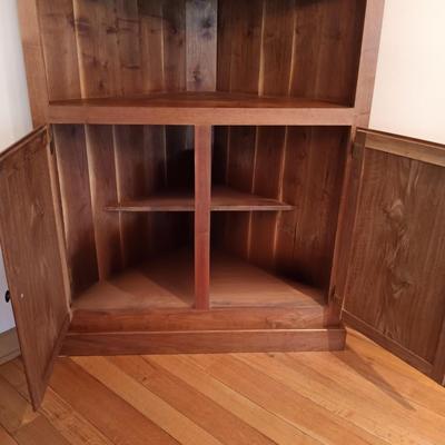 LOT 219: Rustic Wood Corner Hutch