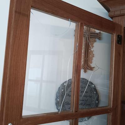 LOT 219: Rustic Wood Corner Hutch