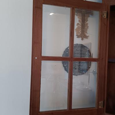 LOT 219: Rustic Wood Corner Hutch