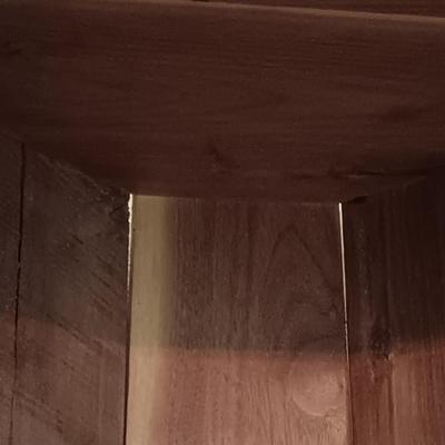 LOT 219: Rustic Wood Corner Hutch