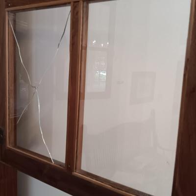 LOT 219: Rustic Wood Corner Hutch